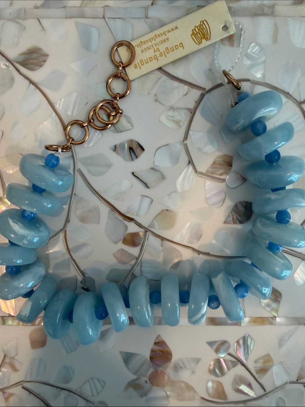 Light Blue Beaded Statement Necklace